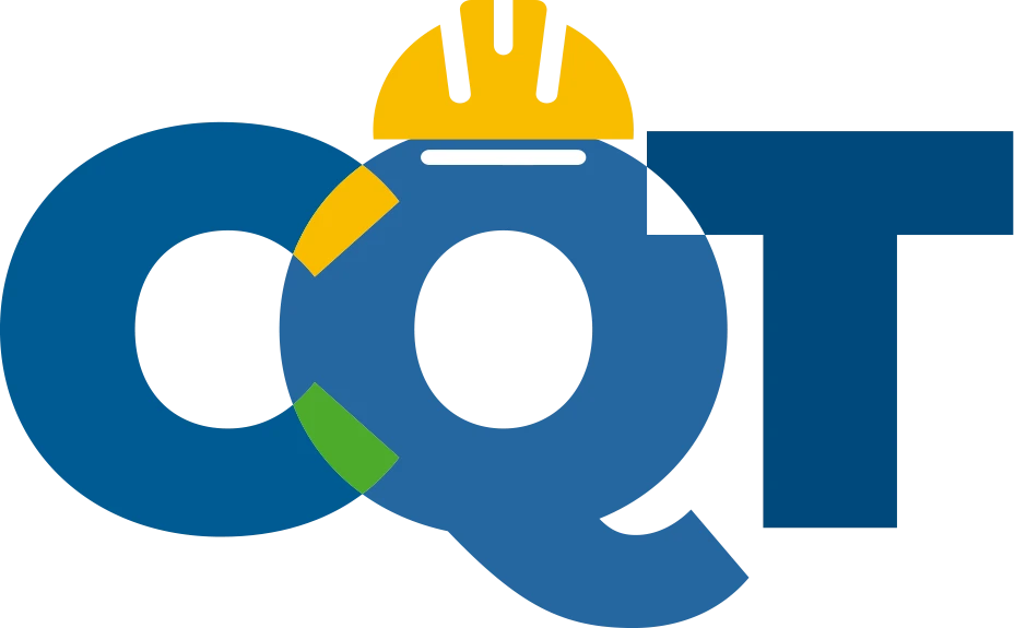 Logotipo da CQT com capacete de segurança, representando o nível técnico e profissionais que trabalham na área técnica.